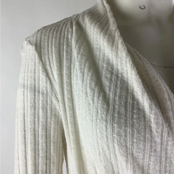 Anthropologie Sz S Rafaela Hacci Wrap Sweater White Viscose Polyester Pullon - Picture 3 of 8